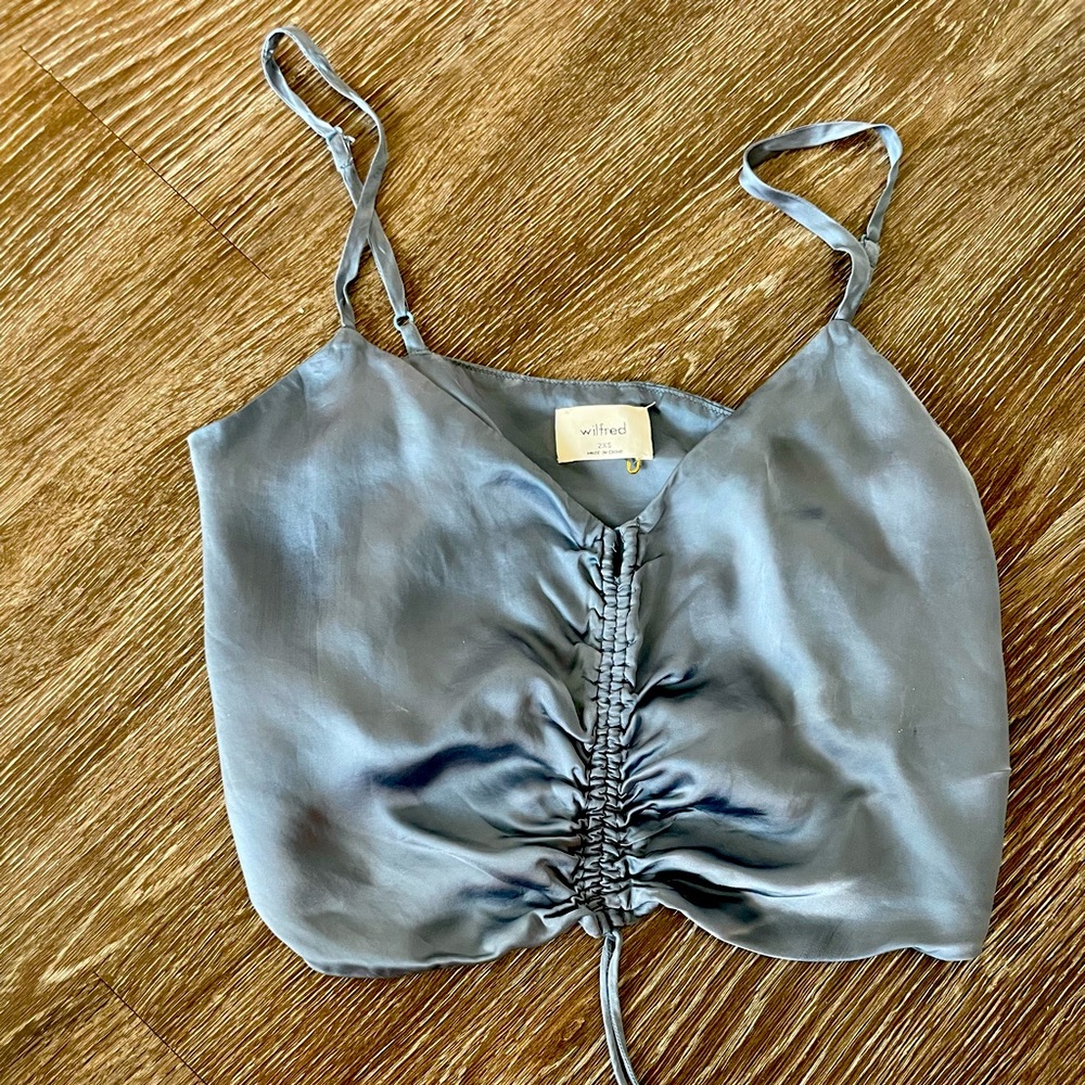 Aritzia 2xs ruched cami in blue